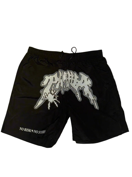 NO RISK NO STORY BEACH SHORT - BLACK